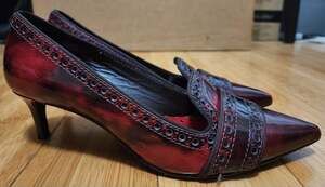 Tory Burch Womens 6.5 M Red Patent Leather Pointed Toe Kitten Heels Cherry Red